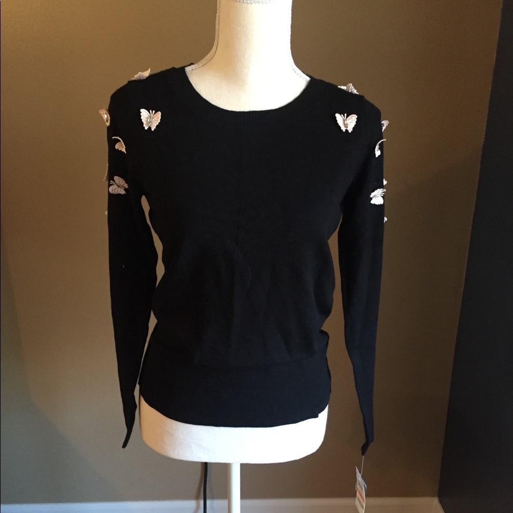 🦋 NWT Black Sweater with Butterfly Detailing 🦋